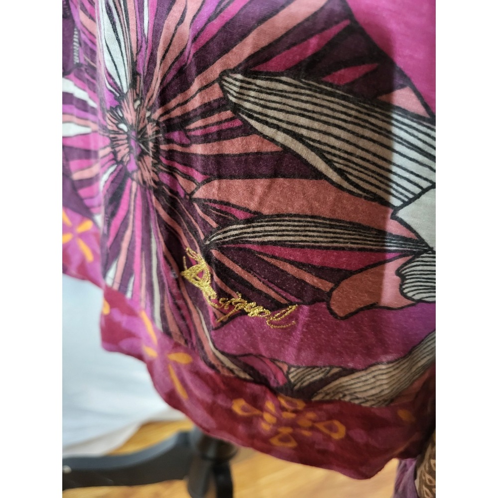 Desigual Embroidered Top Purple Floral Boho Size Large Read - Picture 4 of 6